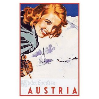 Schild Land "Winter Sports in Austria" 20 x 30 cm Blechschild