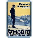 Schild Stadt St. Moritz Grosses Ski-Rennen der Schweiz...