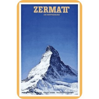 Schild Gemeinde "Zermatt Am Matterhorn" Schweiz 20 x 30 cm Blechschild