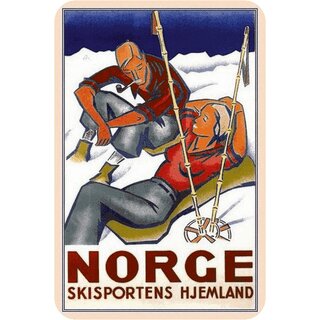 Schild Land "Norge Skisportens Hjemland" 20 x 30 cm Blechschild