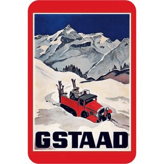 Schild Ort Gstaad Winter Auto 20 x 30 cm Blechschild