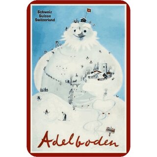 Schild Ort "Adelboden, Schweiz Suisse Switzerland" Schnee 20 x 30 cm Blechschild