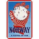 Schild Land "Norway, a fistful of fun" Norwegen...