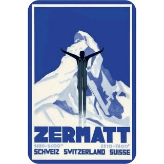 Schild Gemeinde "Zermatt, Schweiz Suisse Switzerland" 20 x 30 cm Blechschild