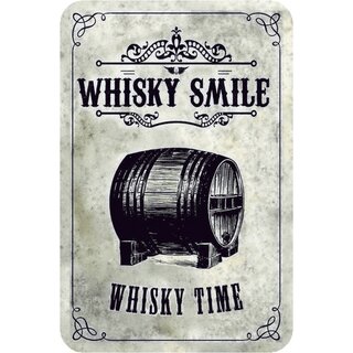 Schild Spruch "Whisky Smile, Whisky Time" 20 x 30 cm Blechschild