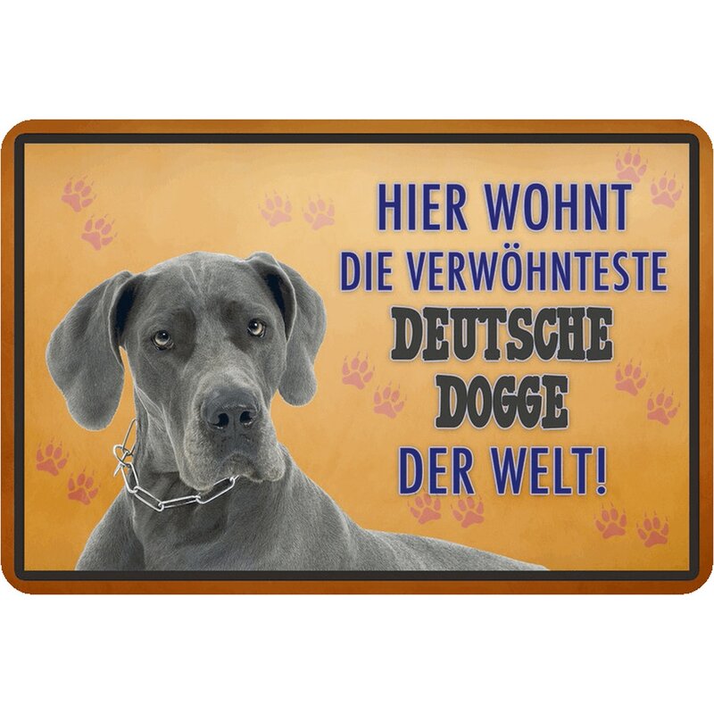Hier WACHE ICH stabiles Alu Schild UV beständig Petsigns Hundeschild Deutsche Dogge 