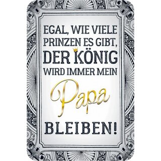 Schild Spruch "Egal wie viele Prinzen gibt, König immer Papa bleiben" 20 x 30 cm Blechschild