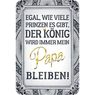 Schild Spruch "Egal wie viele Prinzen gibt, König immer Papa bleiben" 20 x 30 cm Blechschild