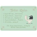Schild Spruch "Toilet Rules, put it down, clean it...