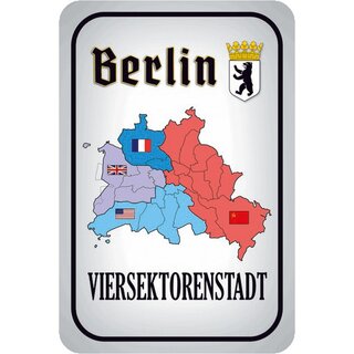 Schild Stadt "Berlin Viersektorenstadt" 20 x 30 cm Blechschild
