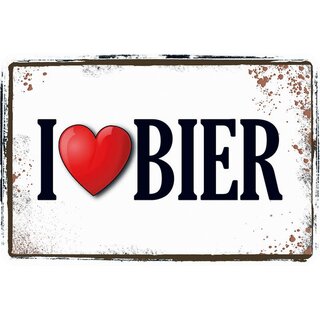 Schild Spruch I Love Bier 20 x 30 cm Blechschild