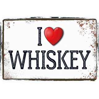 Schild Spruch "I Love Whiskey" 20 x 30 cm Blechschild