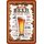 Schild Spruch "How to order a beer around the world, beer please" Ziegelsteine 20 x 30 cm Blechschild