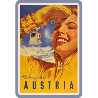 Schild Spruch "Wintersports in Austria" 20 x 30 cm Blechschild