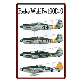 Schild Motiv "Flocke Wulf Fw 190D-9" Flugzeug 20 x 30 cm Blechschild