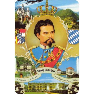 Schild Motiv "König Ludwig der Zweite" Portrait Landschaft 20 x 30 cm Blechschild