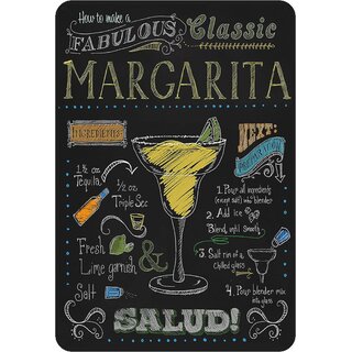Schild Cocktailrezept "How to make a fabulous Margerita" 20 x 30 cm Blechschild