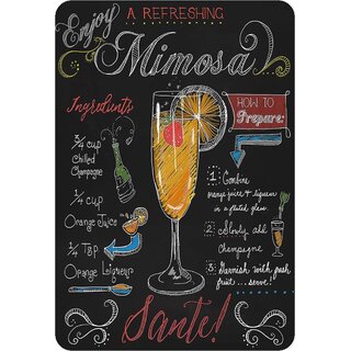Schild Cocktailrezept "Enjoy a refreshing Mimosa" 20 x 30 cm Blechschild
