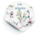 16 Weihnachtsaufkleber rund "Schneemann/Schneeflocken" auf Bogen DIN A4