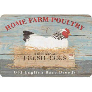 Schild Motiv "Home Farm Poultry, old english rare breeds" Huhn 20 x 30 cm Blechschild