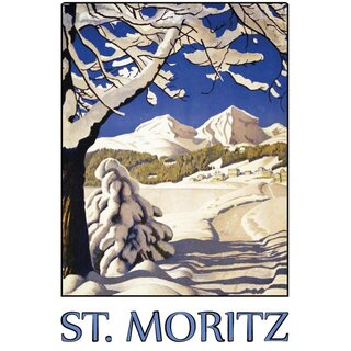 Schild Gemeinde St. Moritz Schnee Berge Landschaft 20 x 30 cm Blechschild