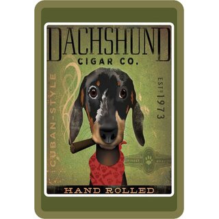Schild Spruch "Dachshund, Hand Rolled, Cuba style" 20 x 30 cm Blechschild