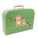 Spielzeugkoffer Kinderkoffer Pappe hellgrün mit Bären 25 cm