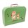 Spielzeugkoffer Kinderkoffer Pappe hellgrün mit Bären und Wunschtext 30 cm