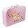 Spielzeugkoffer Kinderkoffer Pappe rosa mit Bären und Wunschtext