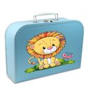 Spielzeugkoffer Kinder Kinderkoffer Pappe blau mit Löwe