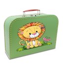Spielzeugkoffer Kinder Kinderkoffer Pappe hellgrün mit Löwe
