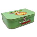 Spielzeugkoffer Kinder Kinderkoffer Pappe hellgrün mit Löwe 30 cm