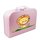 Spielzeugkoffer Kinderkoffer Pappe rosa mit Löwe und Wunschtext