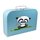 Spielzeugkoffer Kinderkoffer Pappe blau mit Panda und Wunschtext 25 cm