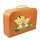 Spielzeugkoffer Kinderkoffer Pappe orange mit Tiger und Wunschtext