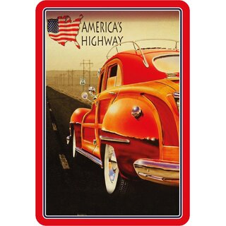 Schild Motiv "American Highway" Oldtimer 20 x 30 cm Blechschild