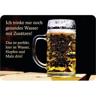 Schild Spruch "trinke nur gesundes Wasser Zusätzen, Hopfen Malz" Bier 20 x 30 cm Blechschild