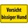 Schild Spruch "Vorsicht bissiger Hund" gelb 20 x 30 cm Blechschild