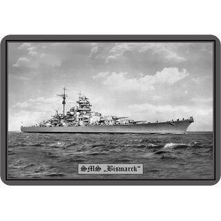 Schild Motiv Schiff "SMS Bismarck" Krieg schwarz weiß 20 x 30 cm Blechschild