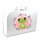 Kinder Spielkoffer Kinderkoffer Pappe weiß mit Frosch und Blumenborde