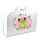 Kinder Spielkoffer Kinderkoffer Pappe weiß mit Frosch und Blumenborde 45 cm