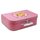 Spielzeugkoffer Kinderkoffer Pappe pink mit Löwe, Blumenborde und Wunschtext 16 cm