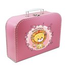 Spielzeugkoffer Kinderkoffer Pappe pink mit Löwe,...