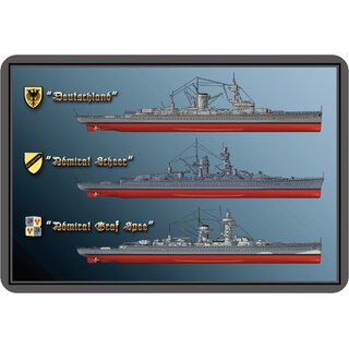 Schild Motiv Schiff "Deutschland, Admiral Scheer, Admiral Graf Spee" Krieg 20 x 30 cm Blechschild