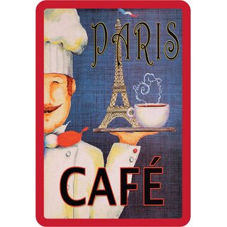 Schild Spruch "Paris Café" Eifelturm 20 x 30 cm Blechschild