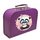 Kinder Spielkoffer Kinderkoffer Pappe violett mit Panda und Blumenborde