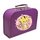Kinder Spielkoffer Kinderkoffer Pappe violett mit Tiger und Blumenborde