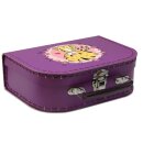 Kinder Spielkoffer Kinderkoffer Pappe violett mit Tiger und Blumenborde 35 cm