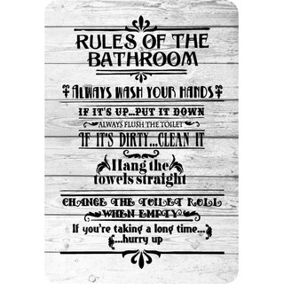 Schild Spruch "Rules of the bathroom, always wash your hands" 20 x 30 cm Blechschild
