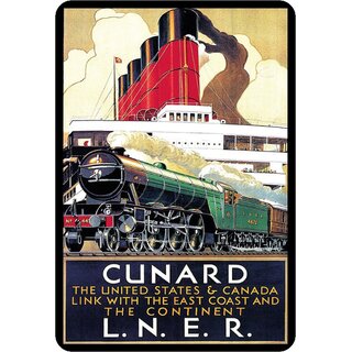 Schild Motiv "Cunard, United States Canada link with east coast" 20 x 30 cm Blechschild